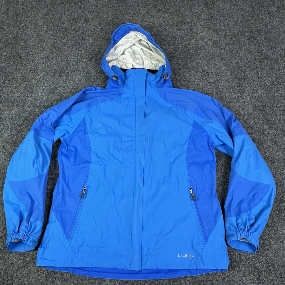 LL Bean 3 in 1 Jacket Womens Small Cobalt Blue Windbreaker Rain Fleece Flaw READ